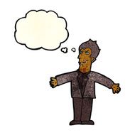 cartoon vampire man with open arms thought bubble N3