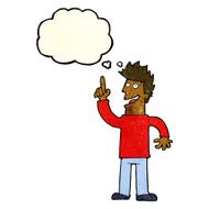 cartoon man with great new idea thought bubble N3