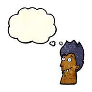 cartoon vampire head with thought bubble N9