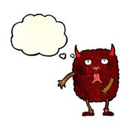 funny cartoon monster with thought bubble N7