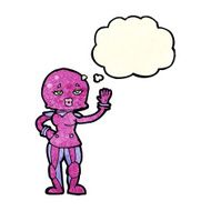 cartoon female astronaut with thought bubble N9