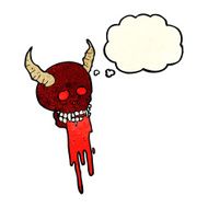 cartoon spooky halloween skull with thought bubble N3