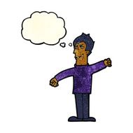 cartoon vampire man with thought bubble N26