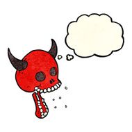cartoon spooky skull with thought bubble N30