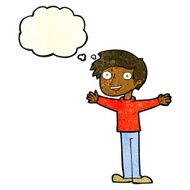 cartoon enthusiastic man with thought bubble N2