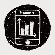 bussiness chart in cell phone doodle drawing N14