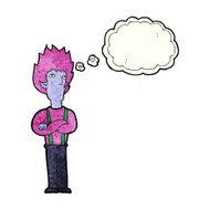 cartoon vampire man with thought bubble N27