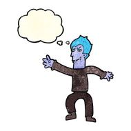 cartoon vampire man with thought bubble N28