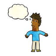 cartoon confused man with thought bubble N9