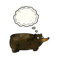 funny cartoon bear with thought bubble N7
