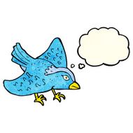 cartoon garden bird with thought bubble N7