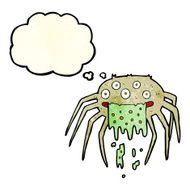 cartoon gross halloween spider with thought bubble N5