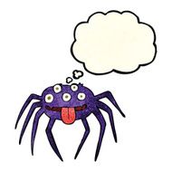 cartoon gross halloween spider with thought bubble N6