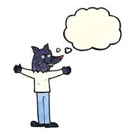 cartoon werewolf with thought bubble N5