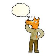 cartoon fox man with idea thought bubble N2