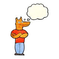 cartoon fox man with thought bubble N13