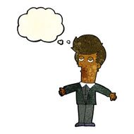 cartoon bored man with thought bubble N9
