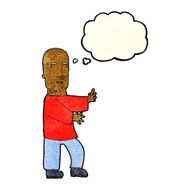 cartoon tough man with thought bubble N5