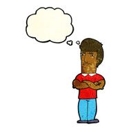cartoon annoyed man with folded arms thought bubble N5
