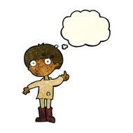 cartoon boy asking question with thought bubble N4