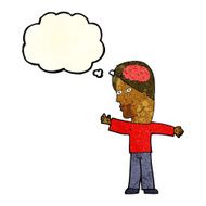 cartoon man with brain thought bubble N3