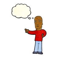cartoon tough guy pointing with thought bubble N3