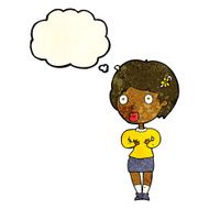 cartoon surprised woman with thought bubble N54