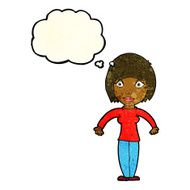 cartoon surprised woman with thought bubble N55