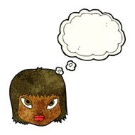 cartoon annoyed face with thought bubble N3