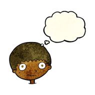 cartoon happy boy with thought bubble N50