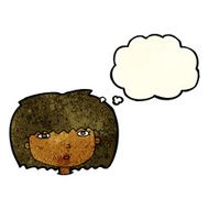 cartoon female face with thought bubble N34