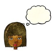 cartoon female face with thought bubble N35