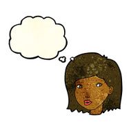 cartoon female face with thought bubble N36