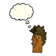 cartoon nervous expression with thought bubble N2