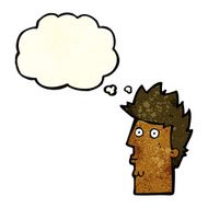 cartoon surprised face with thought bubble N5