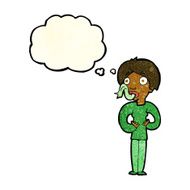 cartoon woman sticking out tongue with thought bubble N3