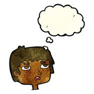 cartoon unhappy face with thought bubble N5