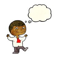 cartoon happy boy with thought bubble N51
