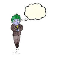 cartoon floating vampire with thought bubble N3