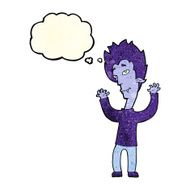 cartoon vampire man with thought bubble N29