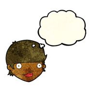 cartoon happy female face with thought bubble N39
