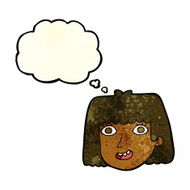 cartoon happy female face with thought bubble N41