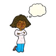 Cartoon Annoyed Woman With Thought Bubble N40