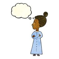 cartoon strict victorian teacher with thought bubble N3