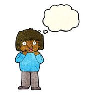 cartoon worried boy with thought bubble N7