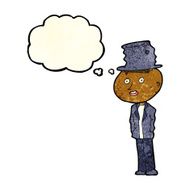 cartoon funny hobo man with thought bubble N3