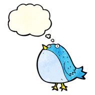 cartoon fat bird with thought bubble N10