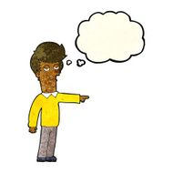 cartoon pointing man with thought bubble N19
