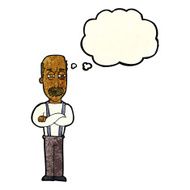 cartoon annoyed old man with thought bubble N14