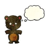 cartoon happy black bear with thought bubble N3
